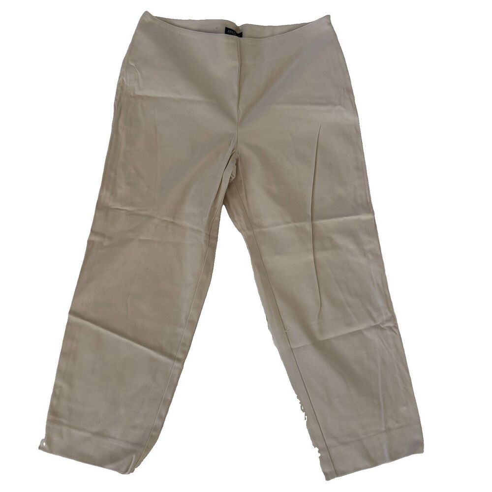 NWT Ann Taylor Factory Khaki Beige Side Zip Stretch Capri Cropped Pants Sz 10